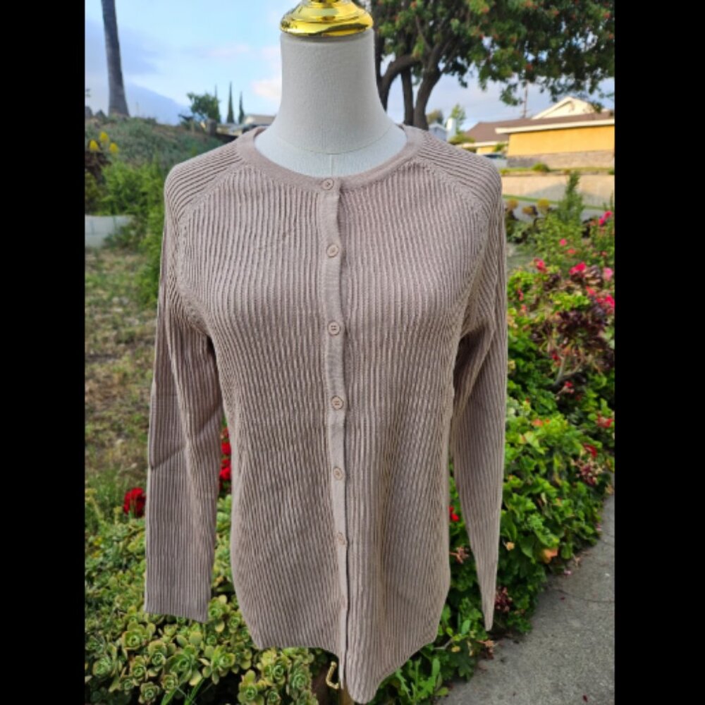 Ribbed knit cardigan 100% cotton